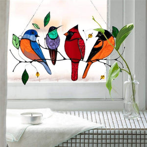 Gebrandschilderde raamhanger met vogels WindowBirds