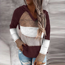 Afbeelding in Gallery-weergave laden, Bluza dzianinowa z kapturem V-Neck
