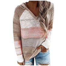 Afbeelding in Gallery-weergave laden, Bluza dzianinowa z kapturem V-Neck
